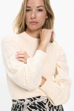 Vero Moda Jersey punto manga efecto encaje Beige Outlet