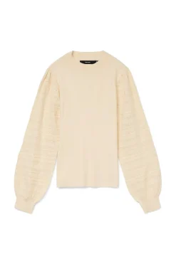 Vero Moda Jersey punto manga efecto encaje Beige Outlet
