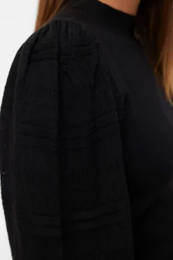 Vero Moda Jersey punto manga efecto encaje Negro New