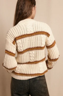 Slowlove Jersey punto perlado rayas Marfil Sale