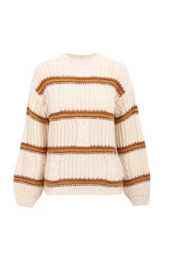 Slowlove Jersey punto perlado rayas Marfil Sale