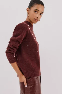 Cortefiel Jersey punto perlas Granate Best