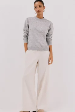 Cortefiel Jersey punto perlas Gris Outlet