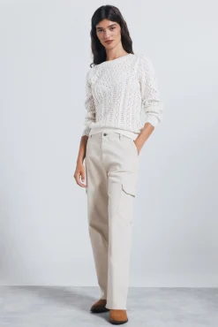 Springfield Jersey punto pointelle blanco Clearance