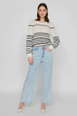 Vila Jersey punto pointelle de algodón orgánico Blanco Sale