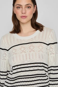 Vila Jersey punto pointelle de algodón orgánico Blanco Sale