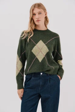 Cortefiel Jersey punto rombos Verde Discount