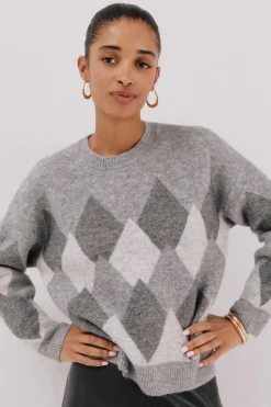 Cortefiel Jersey punto rombos Gris Outlet