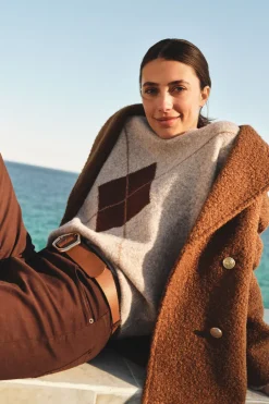 Cortefiel Jersey punto rombos Beige Outlet