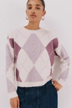 Cortefiel Jersey punto rombos Lila Outlet