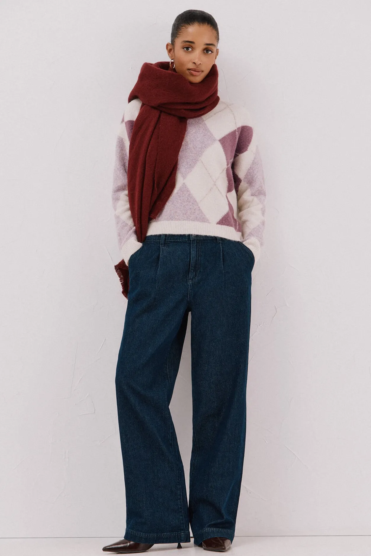 Cortefiel Jersey punto rombos Lila Outlet