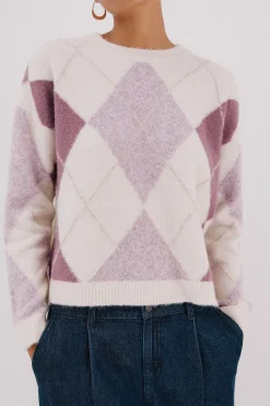 Cortefiel Jersey punto rombos Lila Outlet
