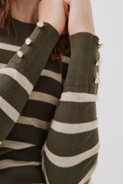 Cortefiel Jersey rayas Kaki Discount