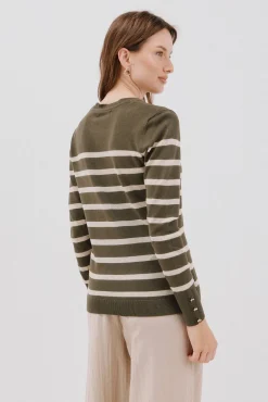 Cortefiel Jersey rayas Kaki Discount