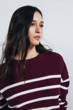 Springfield Jersey rayas algodón burdeos Outlet