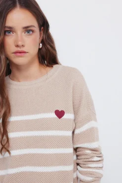 Springfield Jersey rayas algodón corazón nude Best