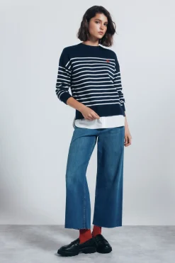 Springfield Jersey rayas combinado detalle bordado azul Hot