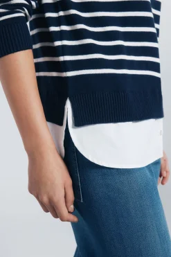 Springfield Jersey rayas combinado detalle bordado azul Hot