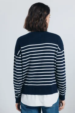 Springfield Jersey rayas combinado detalle bordado azul Hot