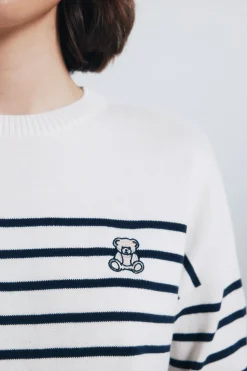 Springfield Jersey rayas combinado detalle bordado nude Best