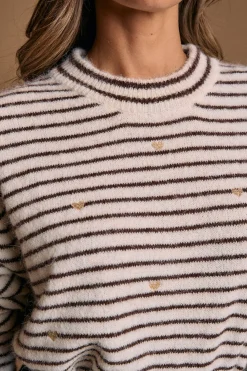 Polín Et Moi Jersey rayas corazón Trice Estampado marr&oacute;n Sale