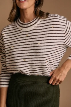 Polín Et Moi Jersey rayas corazón Trice Estampado marr&oacute;n Sale