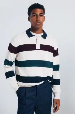 Springfield Jersey rayas cuello polo blanco New