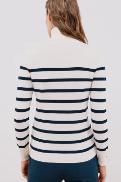 Cortefiel Jersey rayas cuello vuelto Estampado azul Online