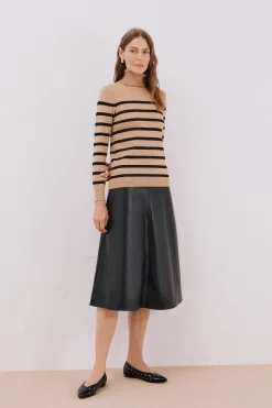 Cortefiel Jersey rayas cuello vuelto Beige New