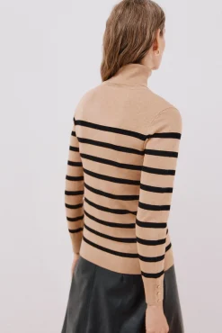 Cortefiel Jersey rayas cuello vuelto Beige New