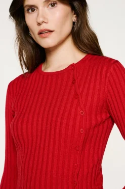 Selected Jersey rib abotonado slim fit. Rojo Sale