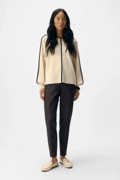 Object Jersey ribete contraste Beige Online