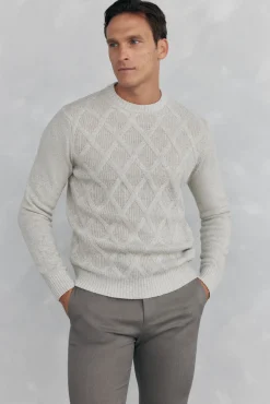 Pedro del Hierro Jersey rombos cuello redondo Gris Discount