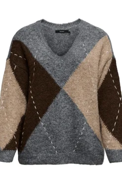 Vero Moda Curve Jersey rombos talla grande Gris Discount