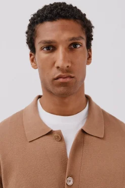 Cortefiel Jersey sobrecamisa punto algodón Beige Sale