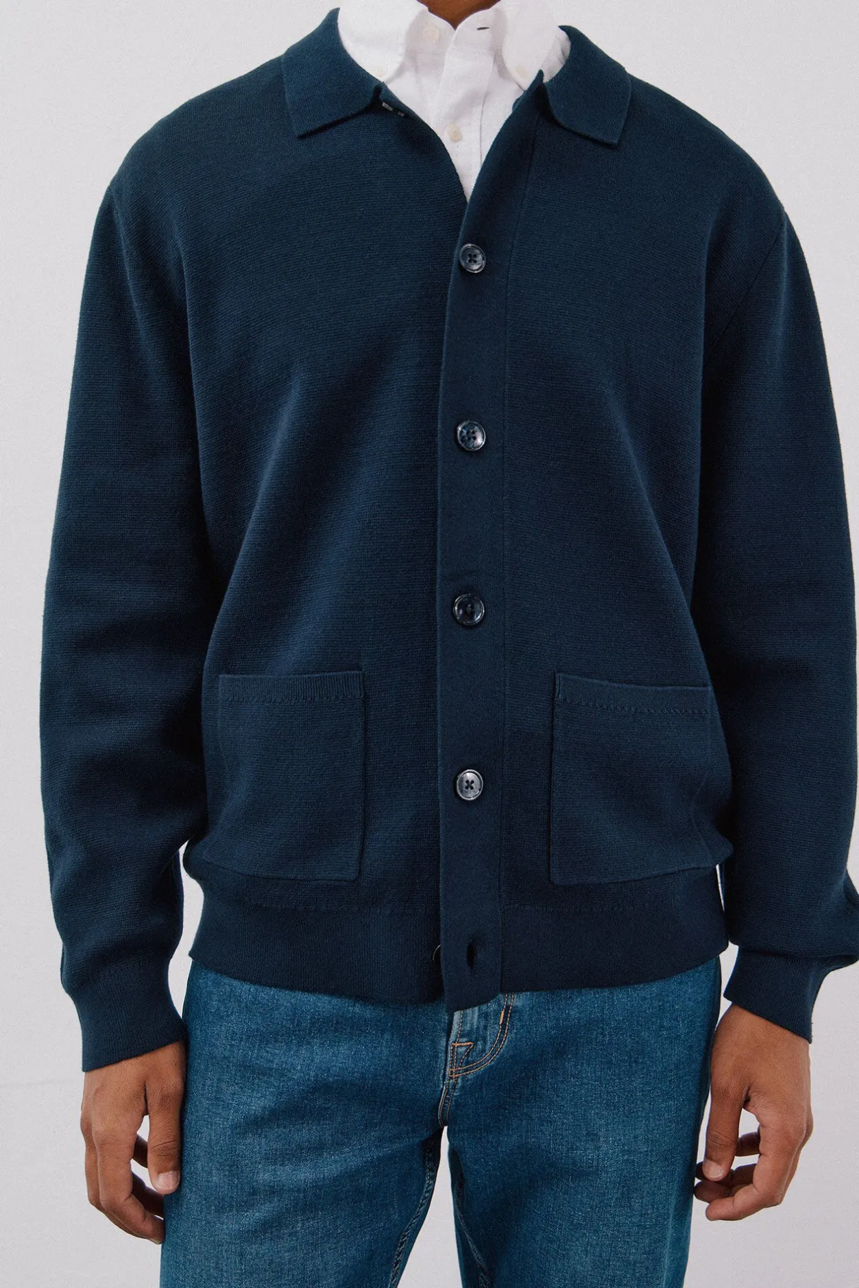 Cortefiel Jersey sobrecamisa punto algodón Azul marino Online