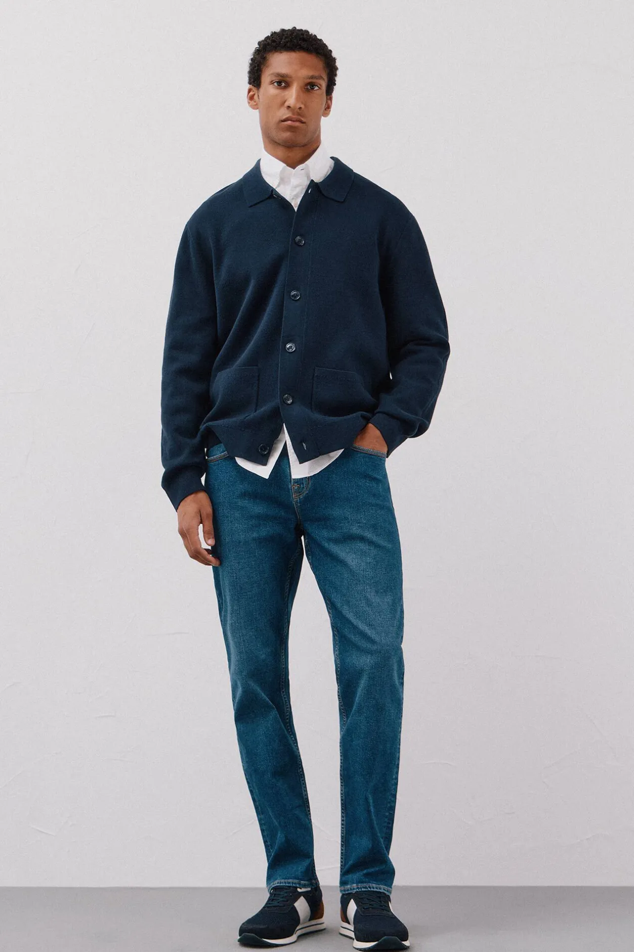 Cortefiel Jersey sobrecamisa punto algodón Azul marino Online