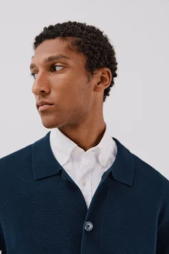 Cortefiel Jersey sobrecamisa punto algodón Azul marino Online