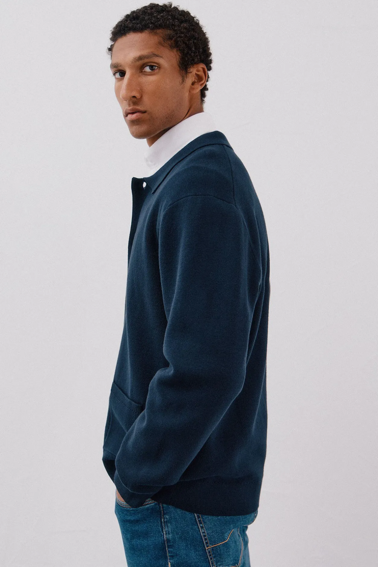 Cortefiel Jersey sobrecamisa punto algodón Azul marino Online