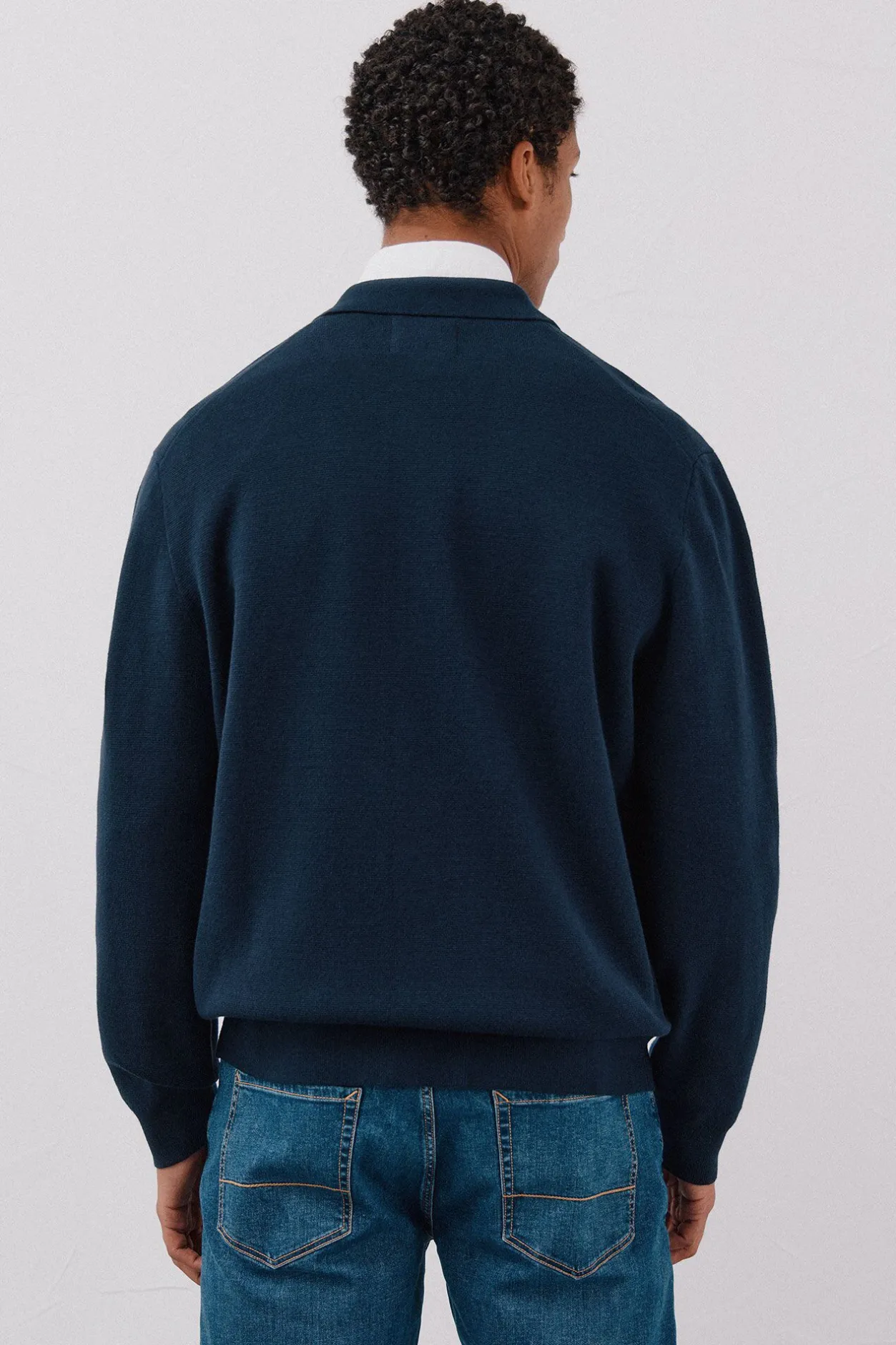 Cortefiel Jersey sobrecamisa punto algodón Azul marino Online