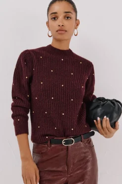 Cortefiel Jersey tachas doradas Granate Hot