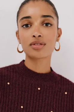 Cortefiel Jersey tachas doradas Granate Hot