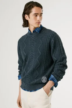 Pepe Jeans Jersey Trenzado Cuello Redondo azul Online