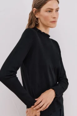 Cortefiel Jersey volante cuello Negro