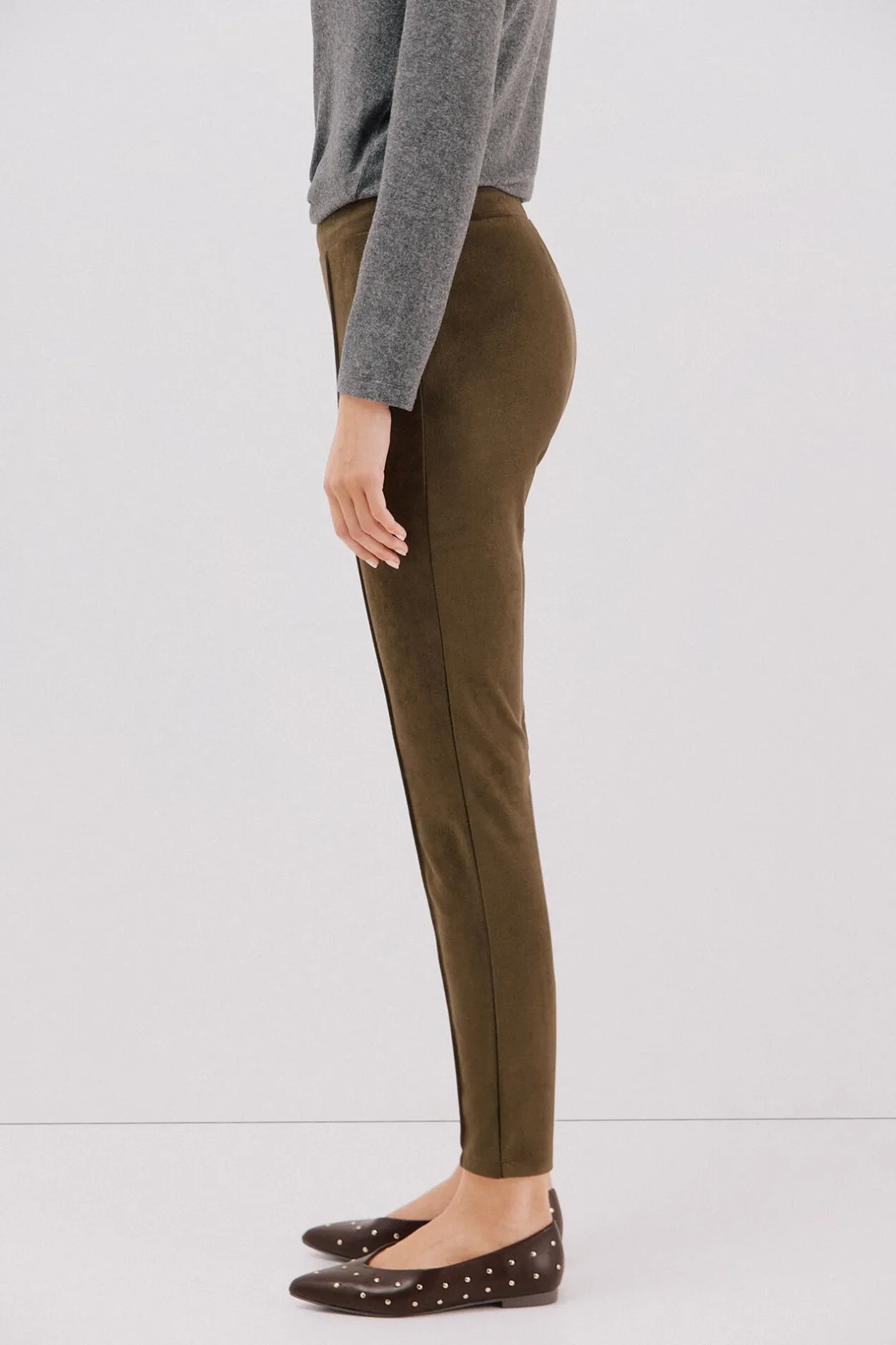 Cortefiel Legging de mujer de efecto ante Kaki New