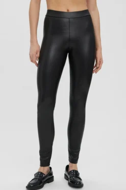Vero Moda Legging de polipiel Negro Sale