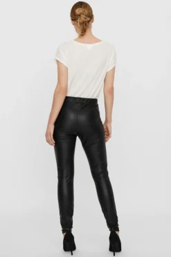 Vero Moda Legging de polipiel Negro Sale