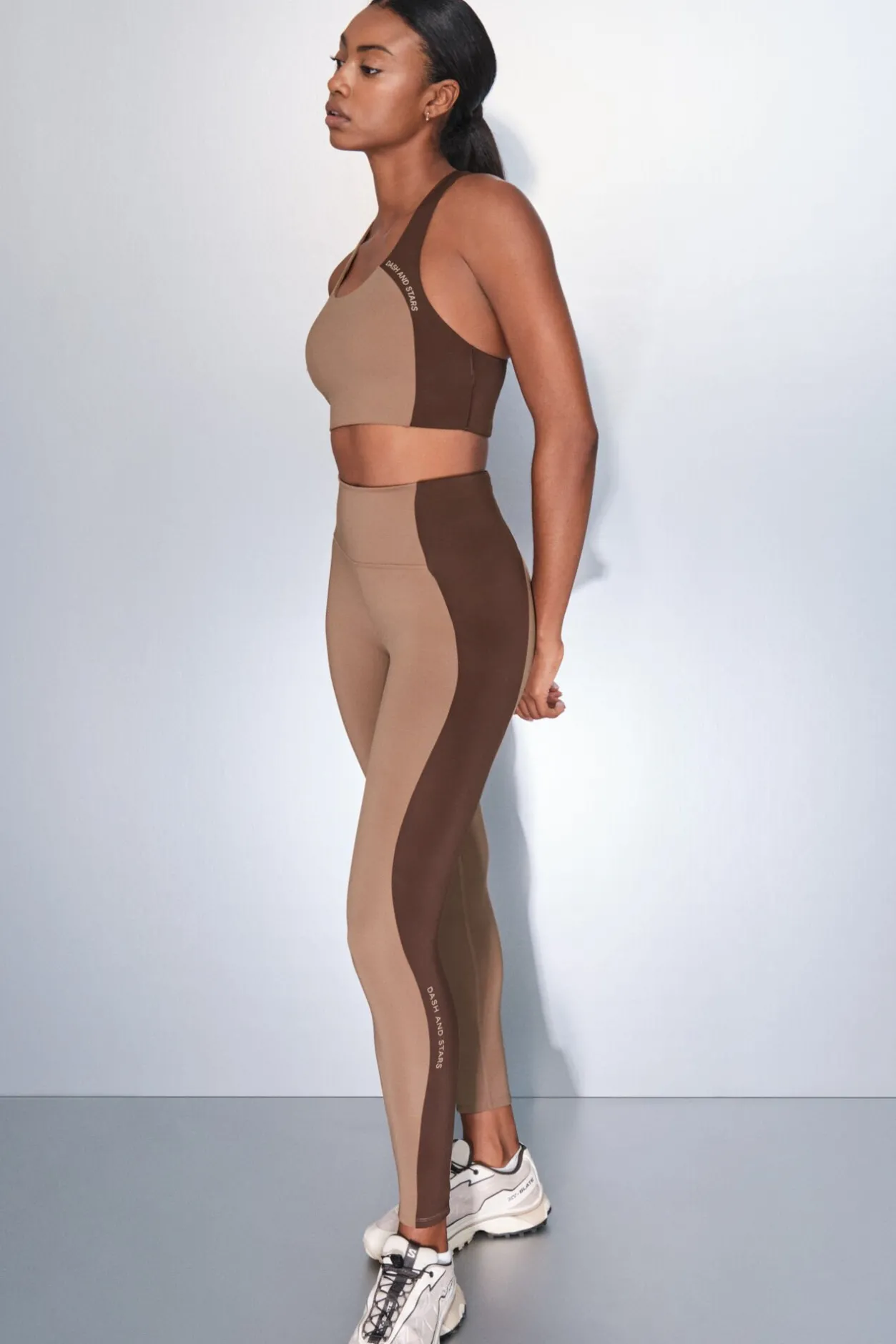 Dash and Stars Leggings 4D STRETCH color block nude Best