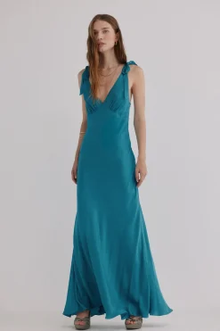 Hoss Intropia Leonor. Vestido fluido Turquesa Outlet