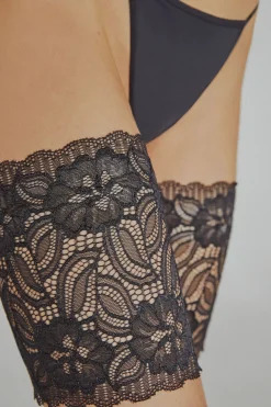 Ivette Bridal Liguettes Bridal con encaje y bandas de silicona negro Outlet